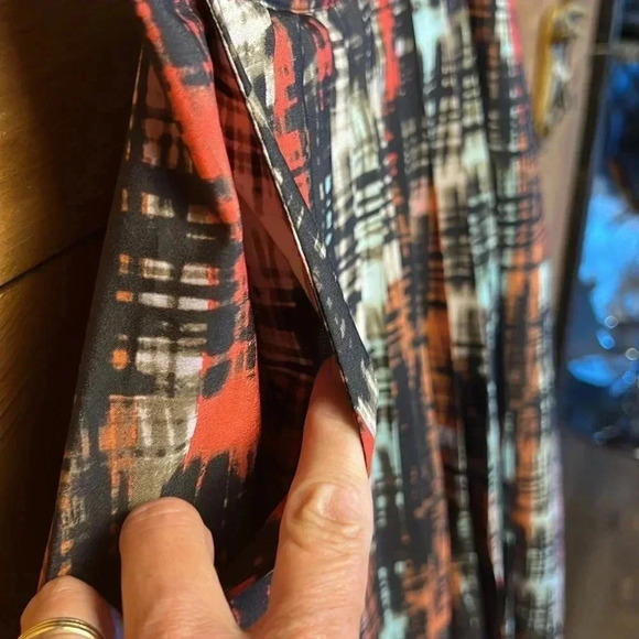 Womens Anthropologie Fynn and Rose Midi‎ skirt abstract print pleated pockets 2 - Picture 5 of 11